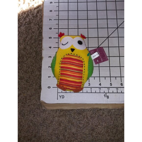 Dritz Fruit Striped Owl Pin Cushion Winking Eye Yellow Owl Pin Cushion w/ Tag - Picture 6 of 6